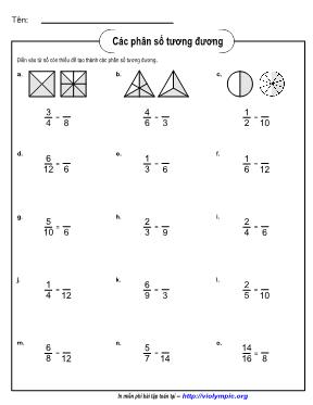 Bài tập Toán Lớp 4 - Bài Các phân số tương đương
